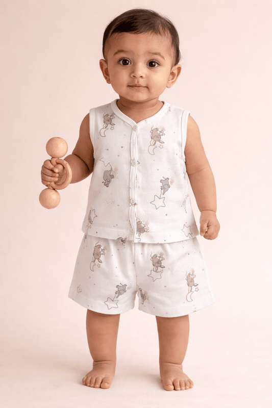 Cotton Baby Co - Ord Set - Elephant & Star Print - momndada
