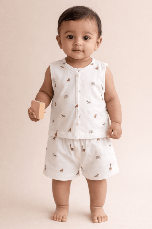 Cotton Baby Co - Ord Set - Giraffe Print - momndada