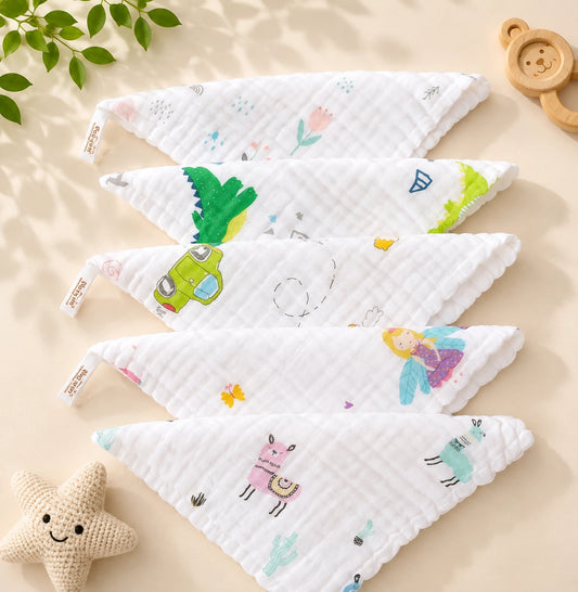 🌿 Premium Crinkled Muslin Face Wipes (25×25 cm) - Pack of 5 (Assorted)