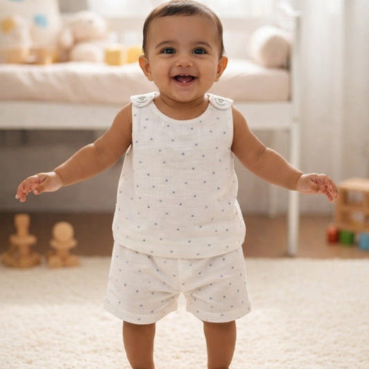 Double Layer Muslin Vest and Trouser Set - Start Print - momndada