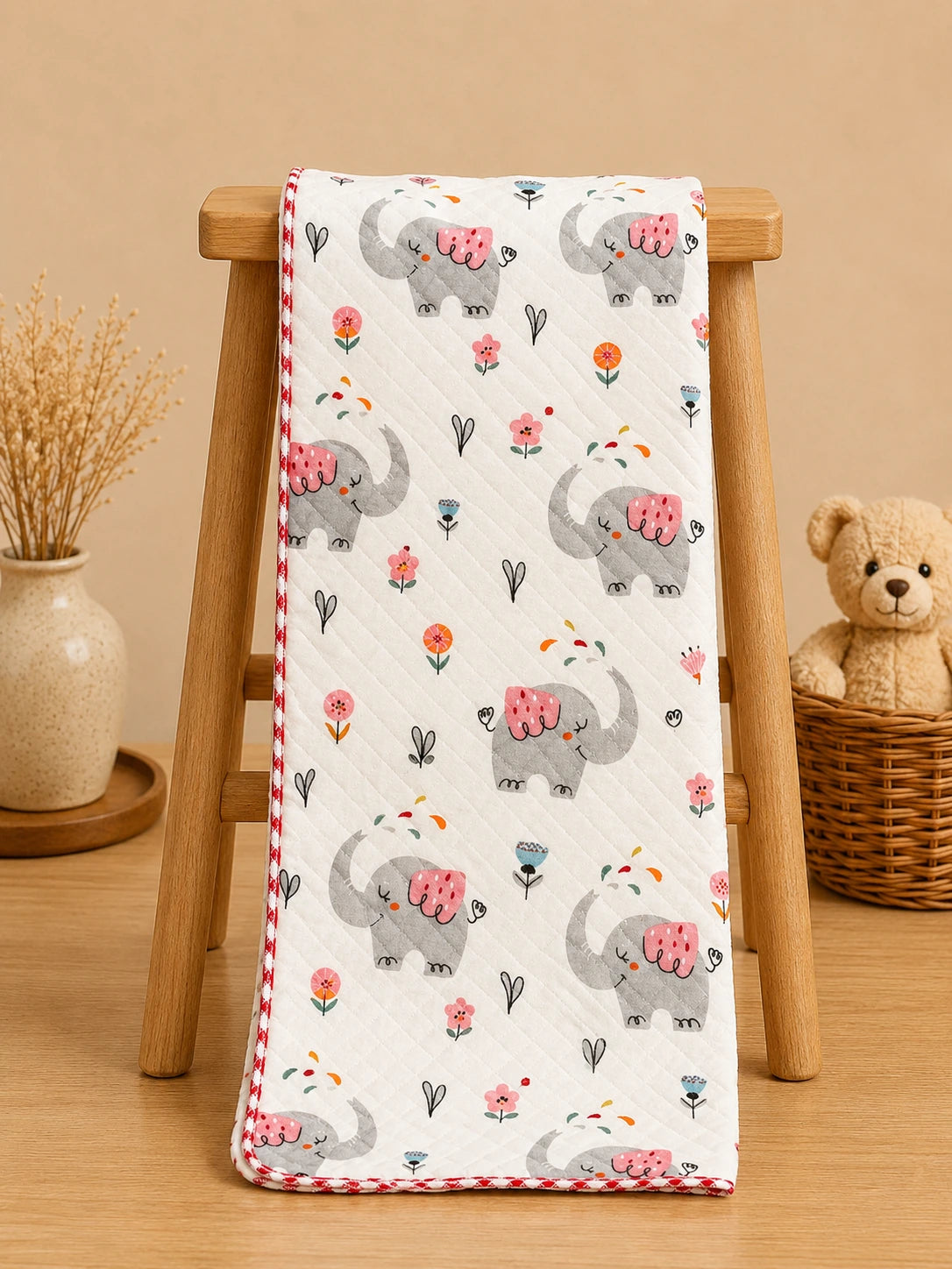 Baby Muslin 2 Layered Blanket – Soft & Breathable (85 x 85 cm) - Elephant