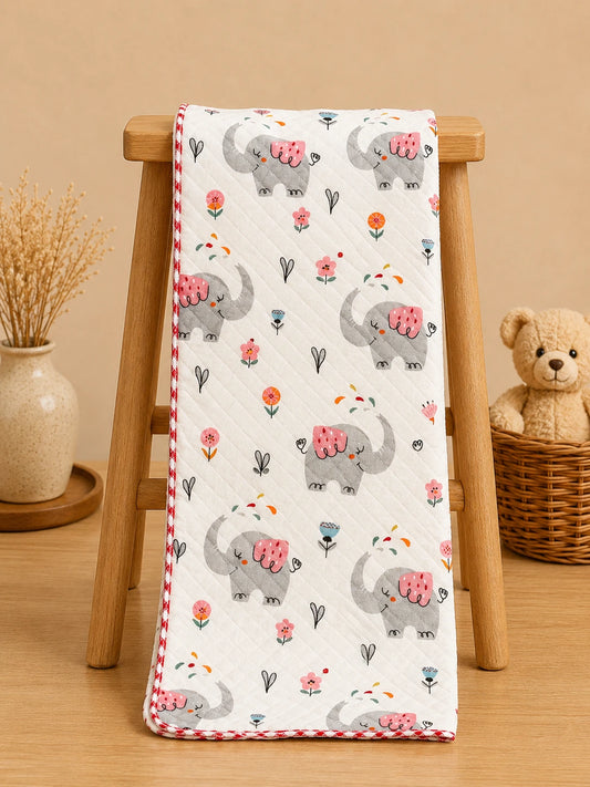 Baby Muslin 2 Layered Blanket – Soft & Breathable (85 x 85 cm) - Elephant