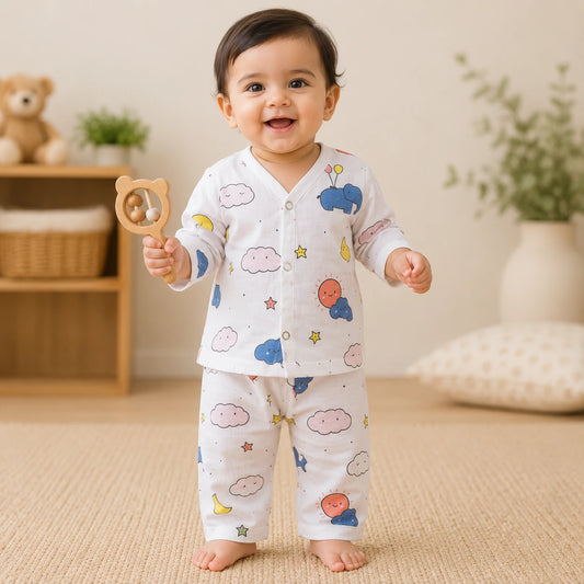 Muslin night Suit - Elephant Print