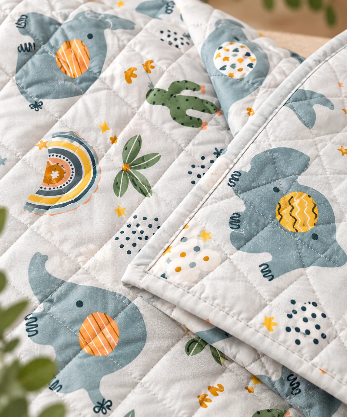 Baby AC Quilt - Elephant  Print
