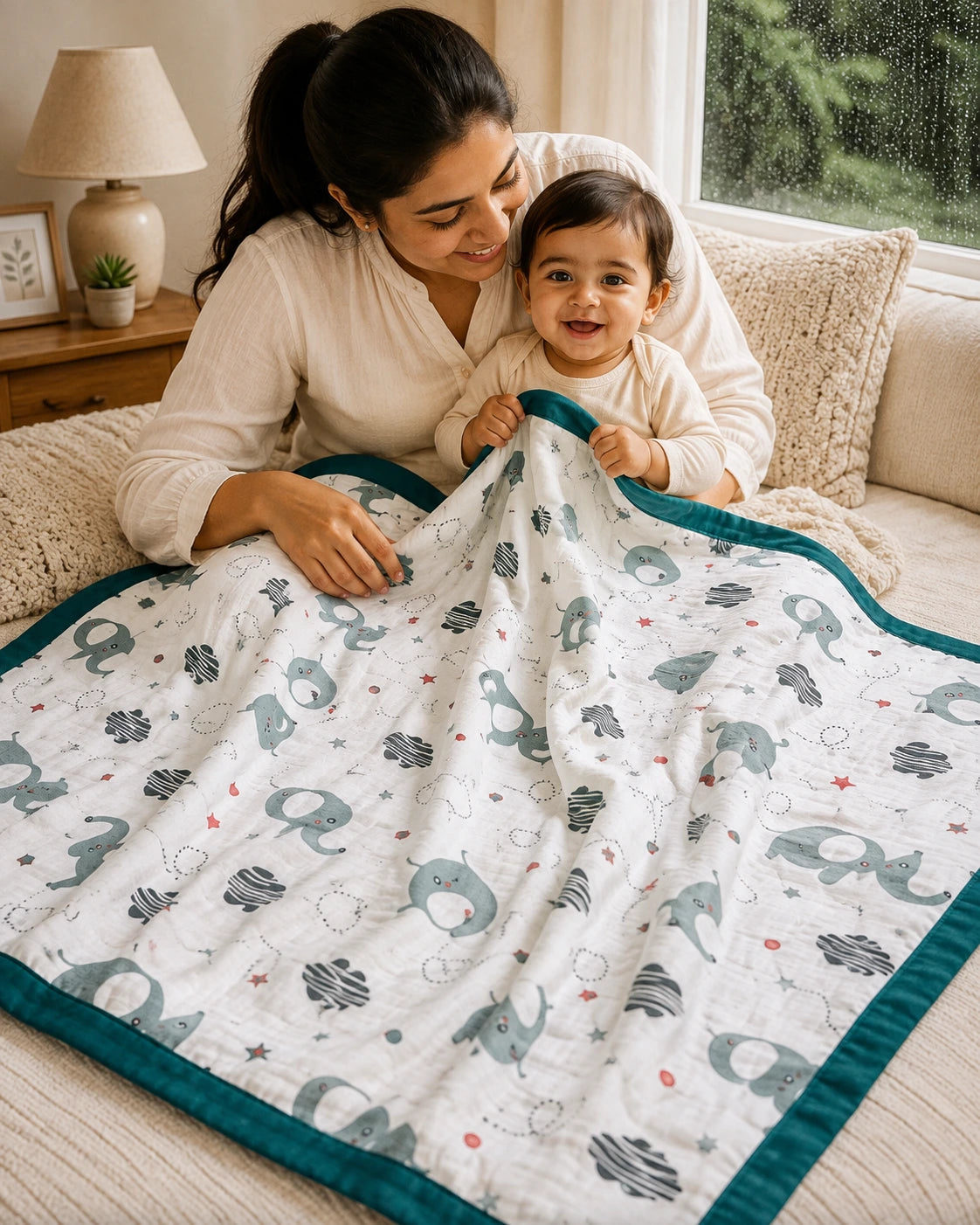 4 Layer Muslin Blanket - Elephant