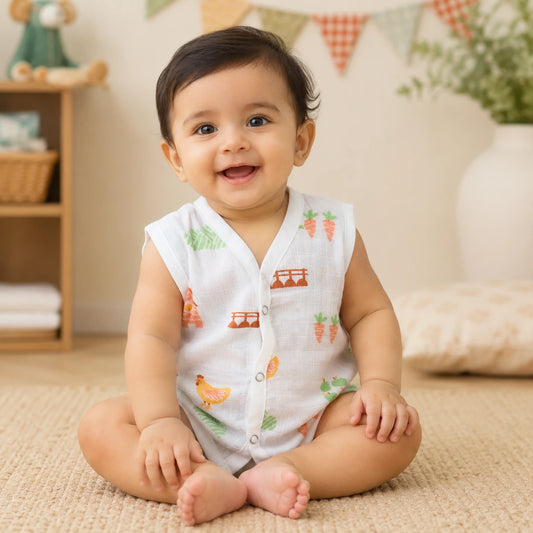 Muslin Button Jabla - Farm print