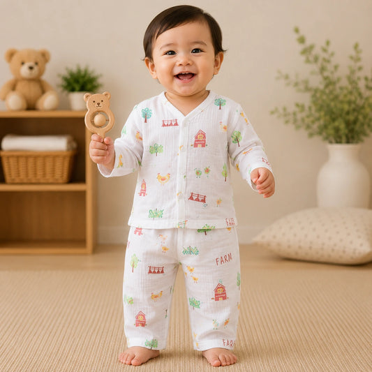 Muslin Night Suit - Farm Print