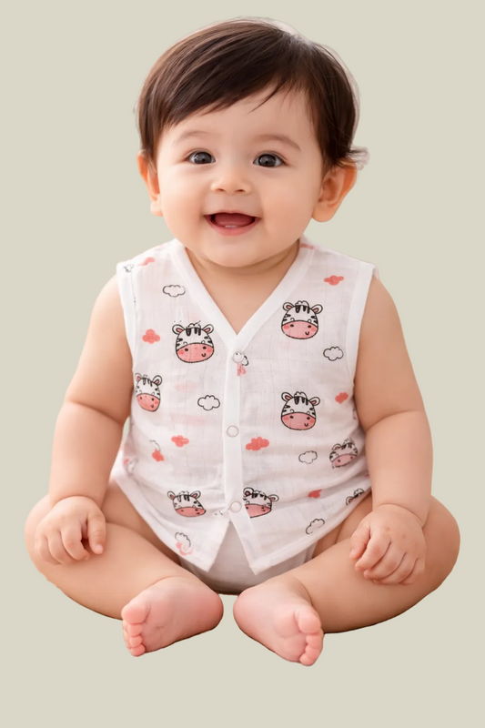 Muslin Button Jabla - Cow Print