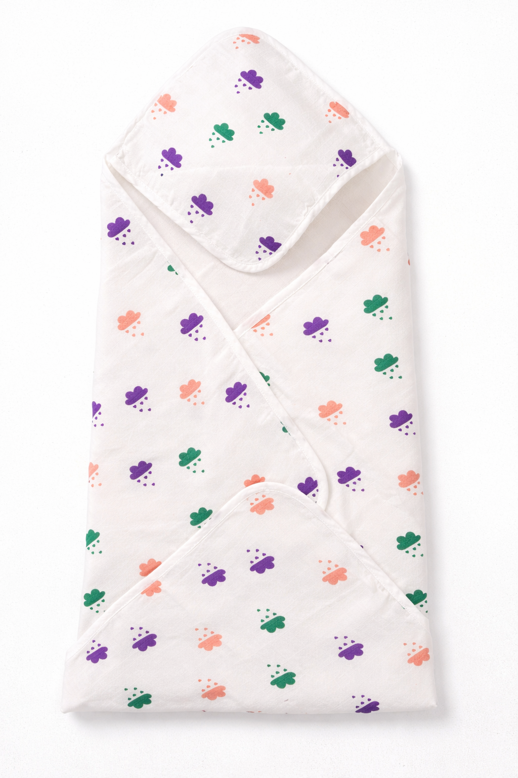 Double Layer Muslin Hooded Towel - Cloud Print