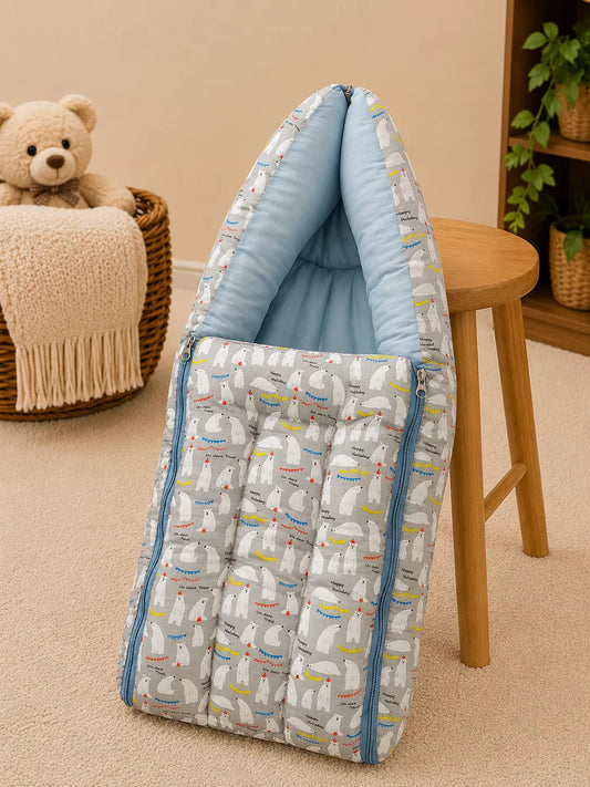 Baby Sleeping Bag & Carry Nest |  Grey Polar Bear