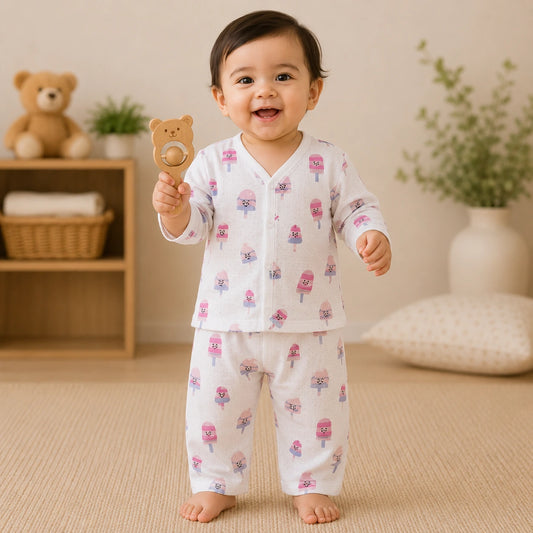 Muslin Night Suit - Ice Print