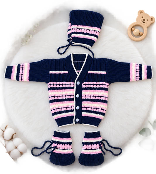 Woolen Baby Sweater Set | Winter Wear for Babies | Ink Blue