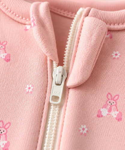 Soft Knitted organic cotton Jumpsuit - Pink Bunny