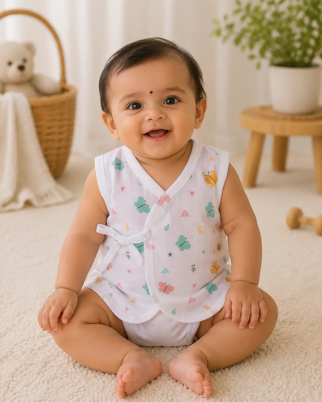 Muslin Kimono-Style Jabla - Butterfly Print