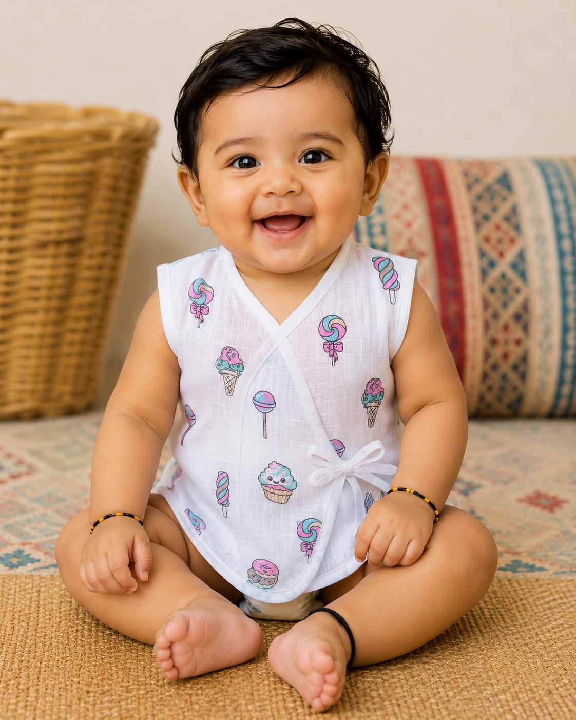 Muslin Kimono-Style Jabla - ice cream Print