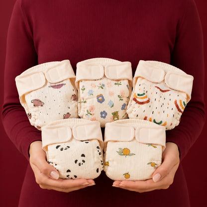 Premium Muslin 12 Layer Velcro Nappy – Pack of 5