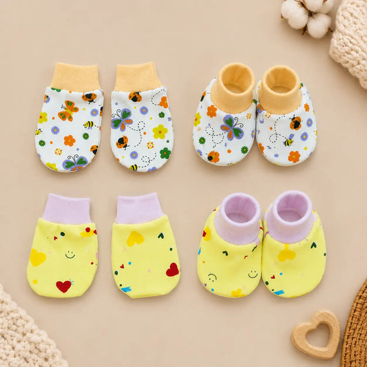 Mitten & Booties Set NB & 0-3 Month - Pack of 2(Assorted)