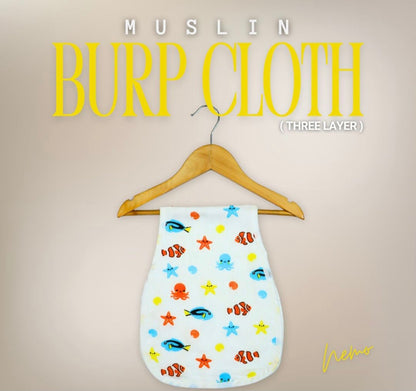 Muslin 2 Layer Burp Cloth - Fish Design - momndada
