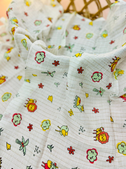 Muslin Bath Towel - Lion Print - momndada