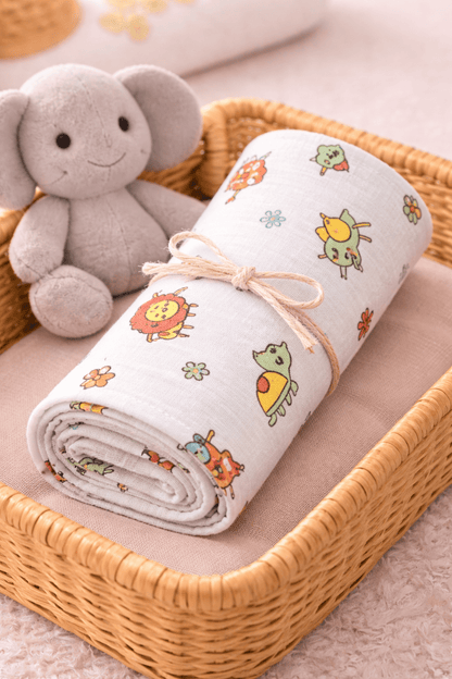 Muslin Bath Towel - Lion Print - momndada