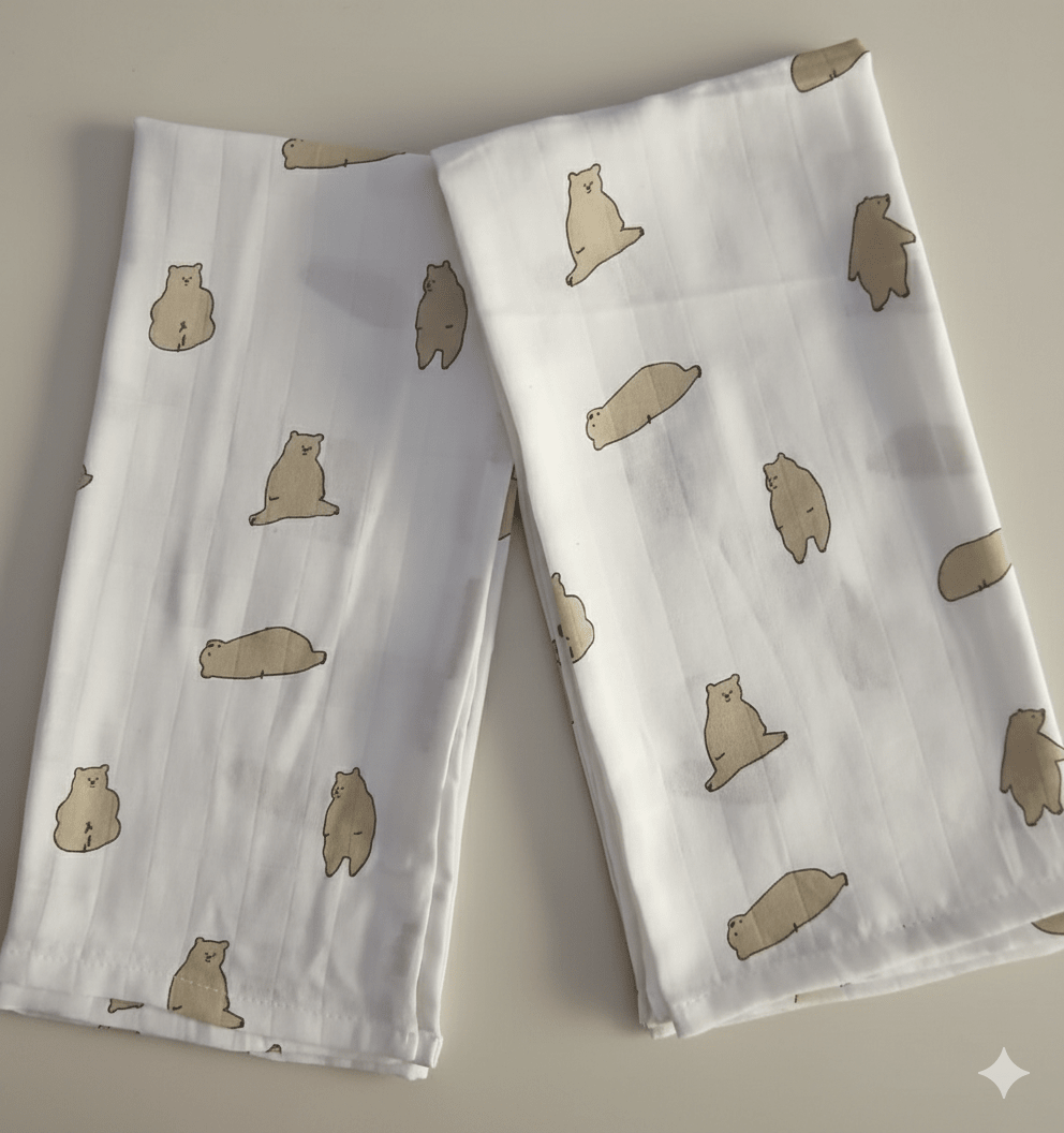 Muslin Bathtowel - Bear Print - momndada