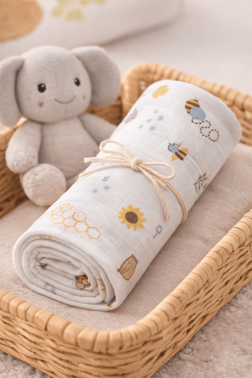 Muslin Bathtowel - Bee House print - momndada
