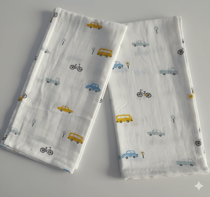 Muslin Bathtowel - Car Print - momndada
