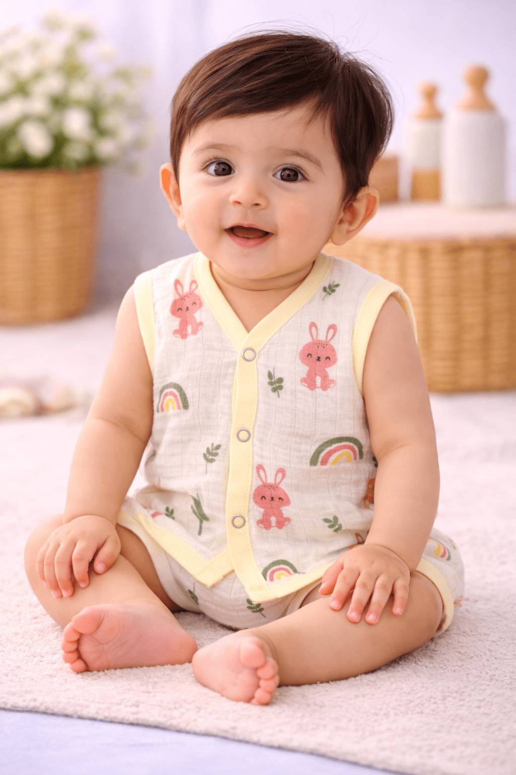 Muslin Button Jabla Colour - Rainbow print - momndada