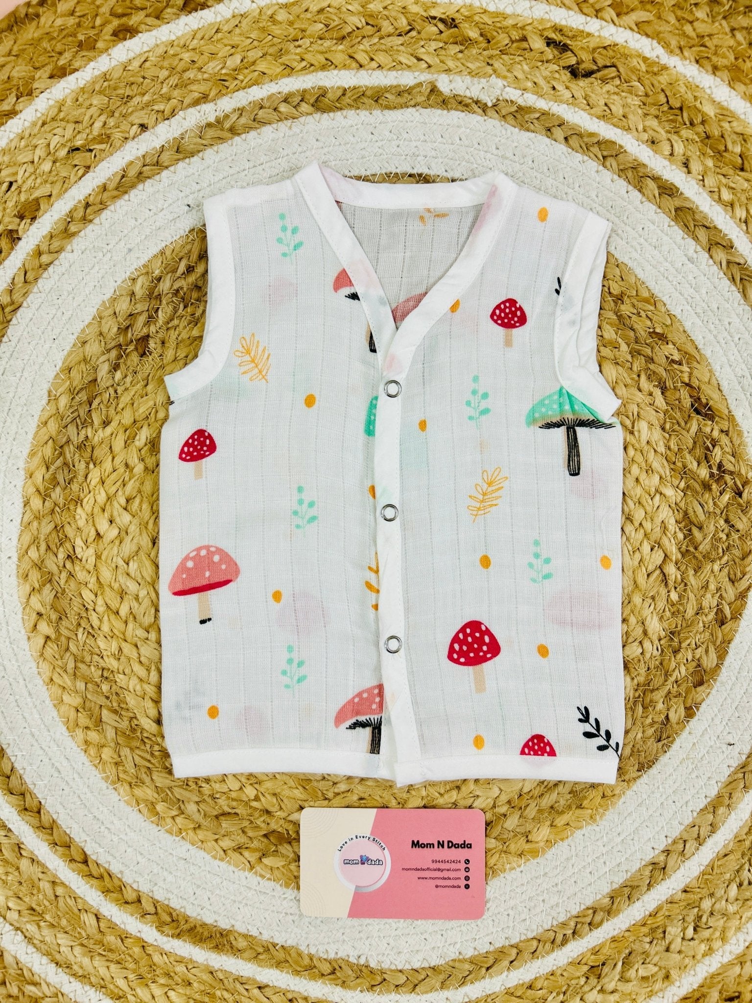 Muslin Button Jabla - Mushroom print - momndada