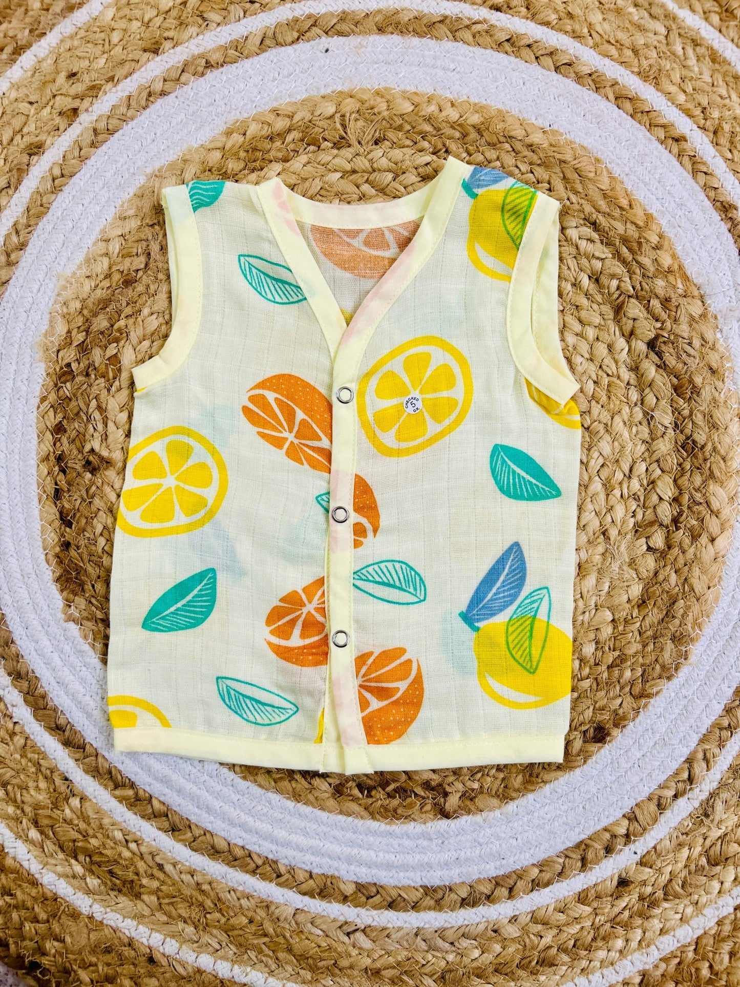 Muslin Button Jabla NB - Lemon Print Colour - momndada