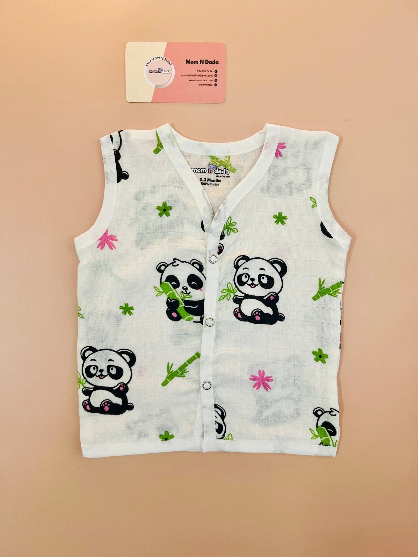 Muslin Button Jabla - Panda Print - momndada