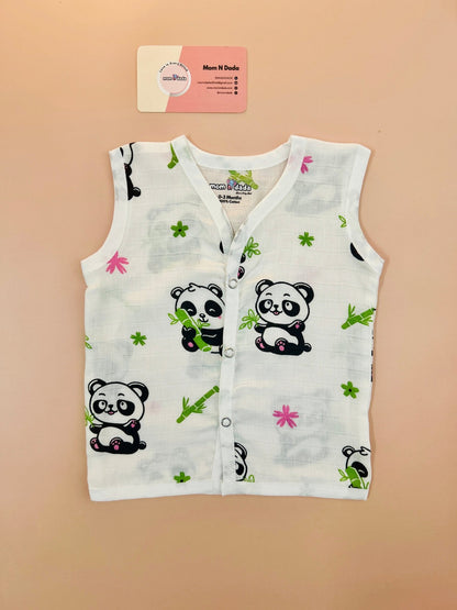 Muslin Button Jabla - Panda Print - momndada