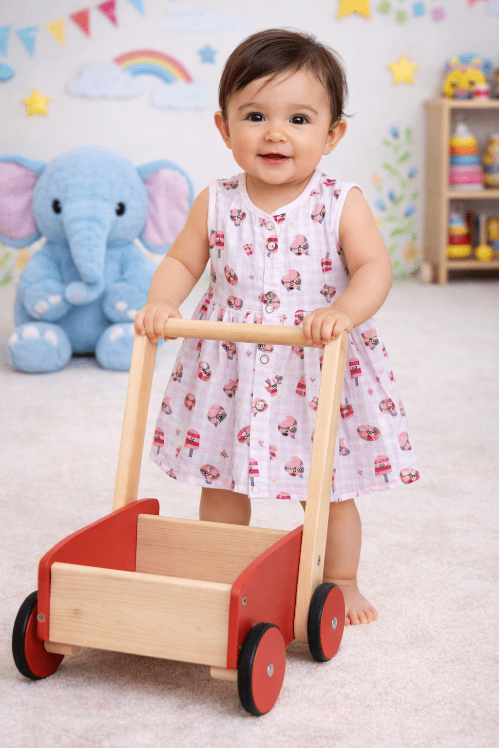 Muslin Front Open Frock - Ice cream print - momndada