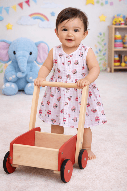 Muslin Front Open Frock - Ice cream print - momndada