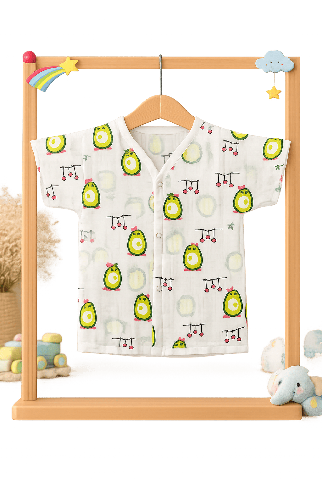 Muslin Half Hand Jabla - Avacado Print - momndada