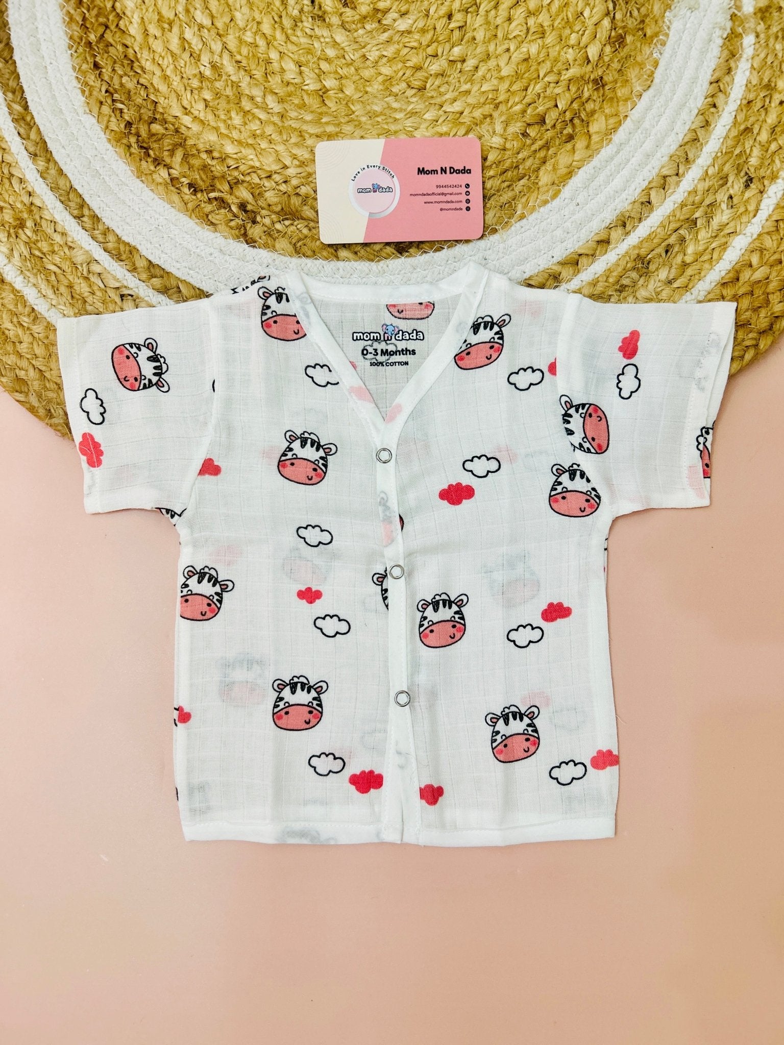 Muslin Half Hand Jabla - Cow print - momndada