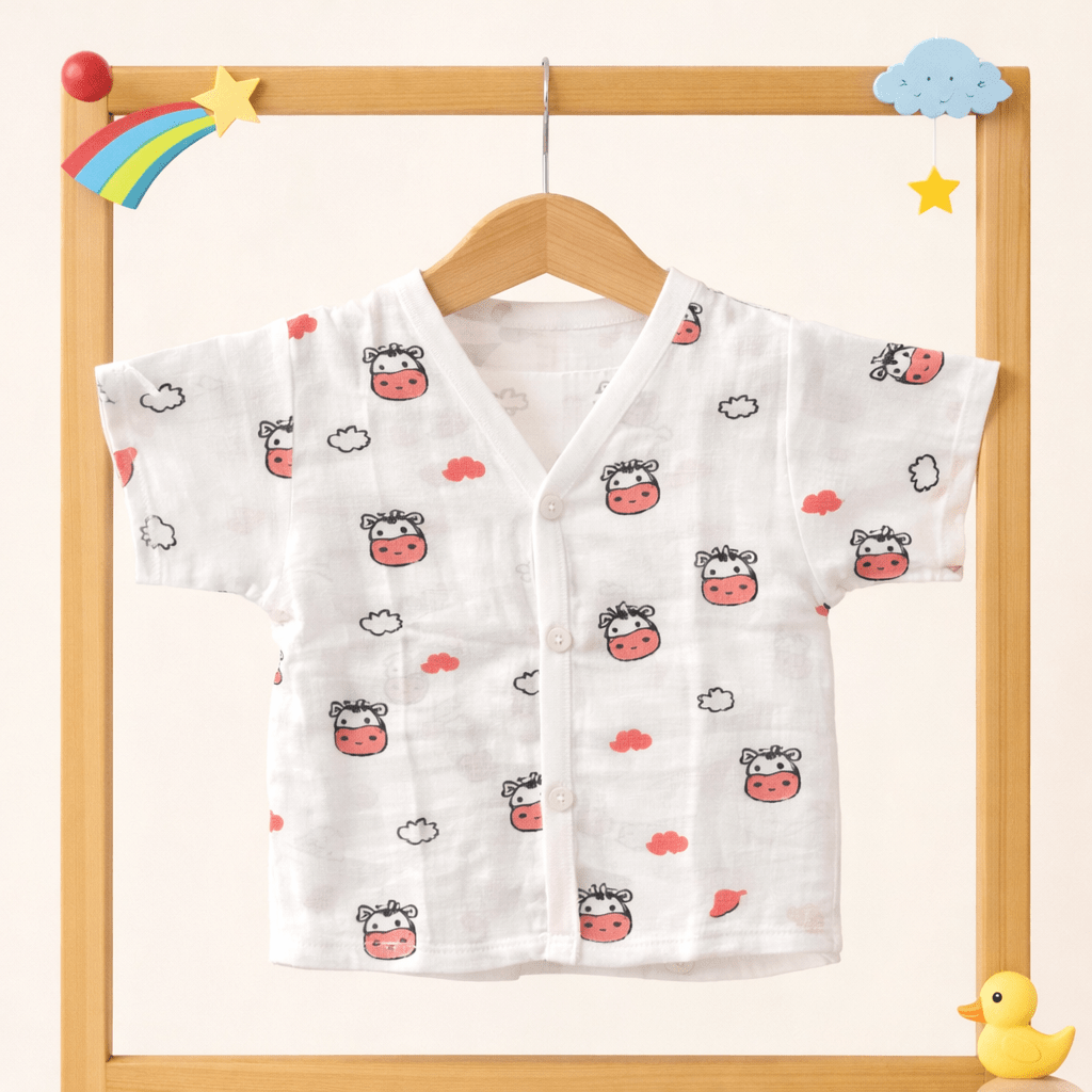 Muslin Half Hand Jabla - Cow print - momndada