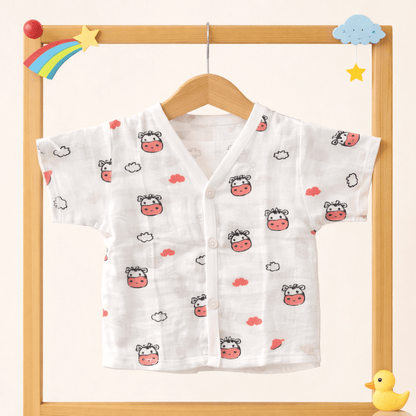 Muslin Half Hand Jabla - Cow print - momndada