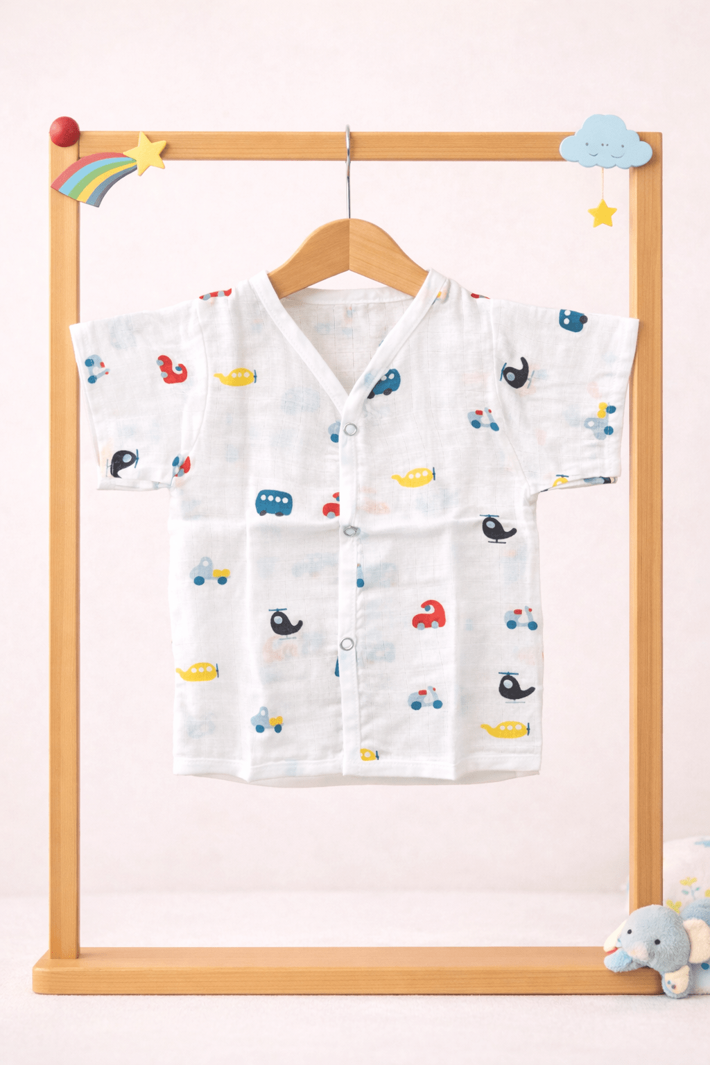 Muslin Half Hand Jabla - Helicopter Print - momndada