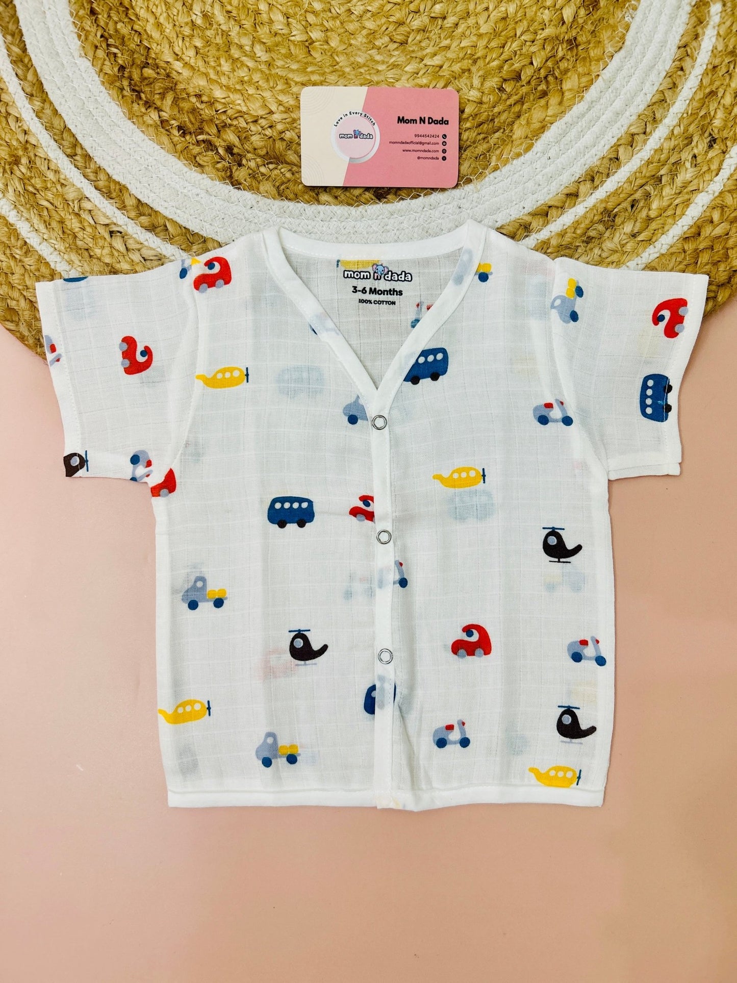 Muslin Half Hand Jabla - Helicopter Print - momndada