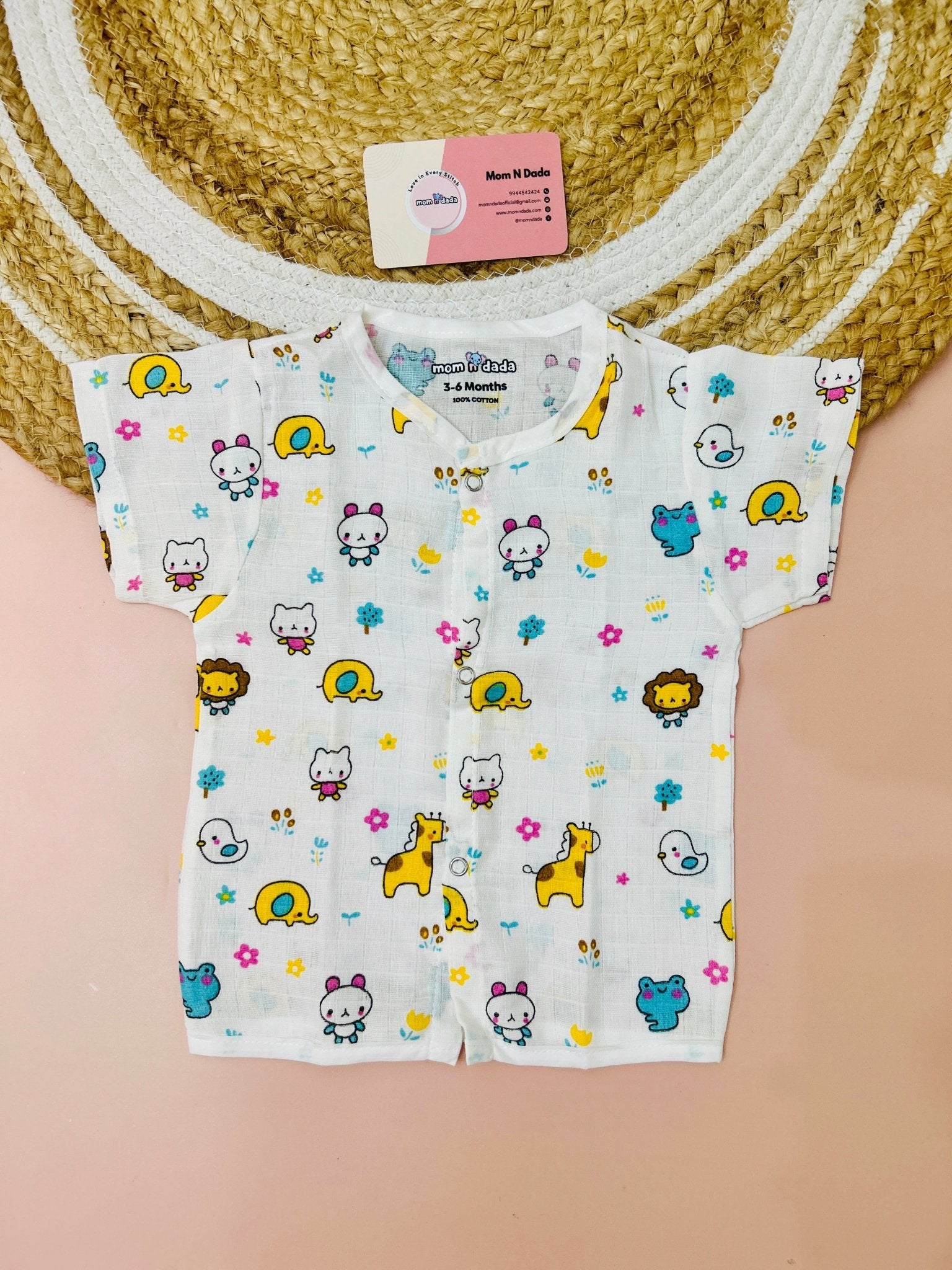 Muslin Half Hand Jabla - Kitty Print - momndada