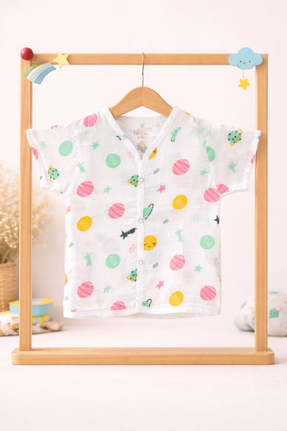 Muslin Half Hand Jabla - Planet Print - momndada