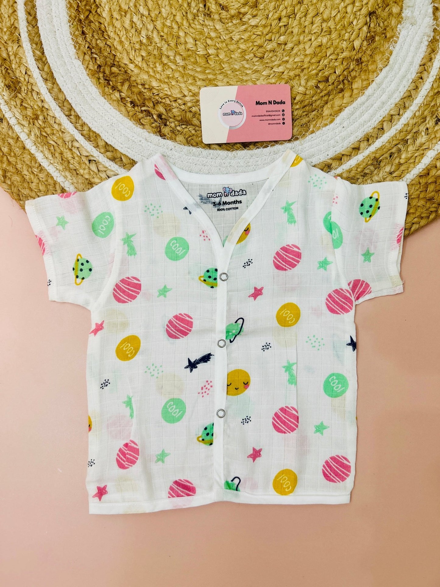 Muslin Half Hand Jabla - Planet Print - momndada