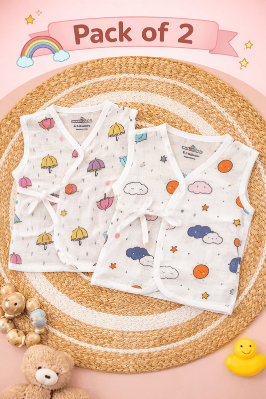 Muslin Kimono Style Jabla - Pack of 2 (Assorted) - momndada