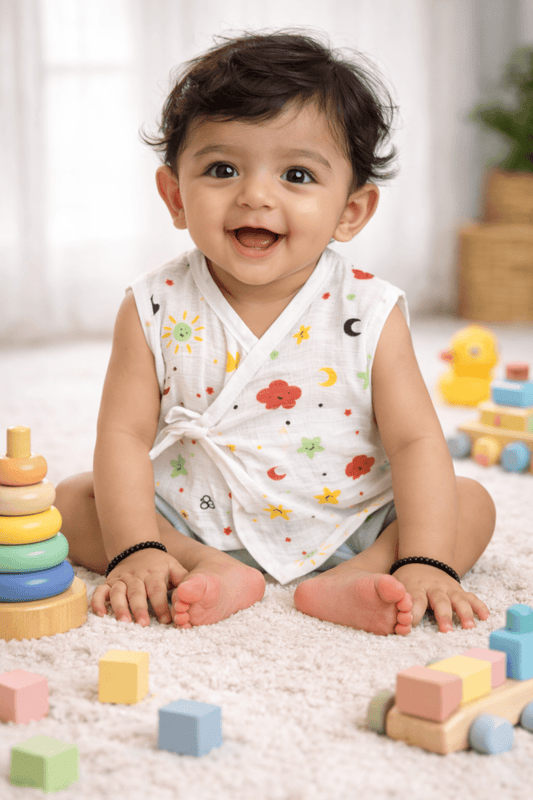 Muslin Kimono - Style Jabla - Sun & Moon Print - momndada