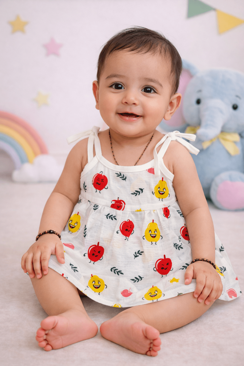 Muslin Knot Frock - Apple Print - momndada
