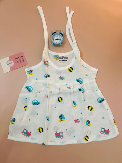 Muslin Knot Frock - Ball Print - momndada