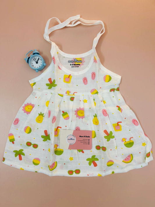 Muslin Knot Frock - Coconut Tree Print - momndada