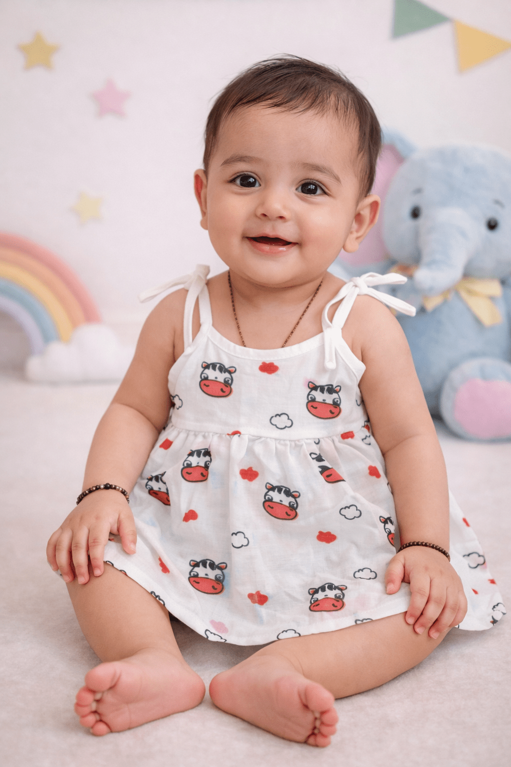 Muslin Knot Frock - Cow Print - momndada