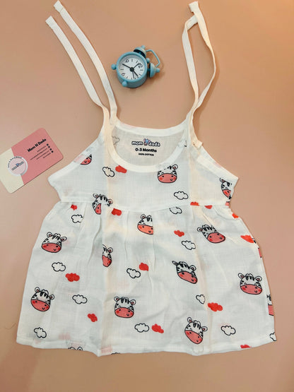 Muslin Knot Frock - Cow Print - momndada